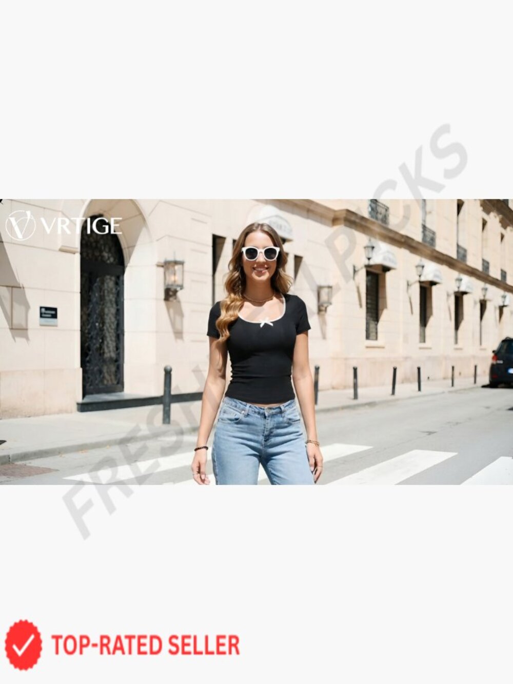 Womens Bow Front Short Sleeve Crop Tee Shirt Crew Neck Slim Fit T Shirt Top - Picture 7 of 7